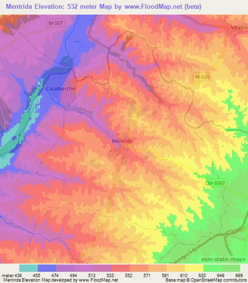 Mentrida,Spain Elevation Map