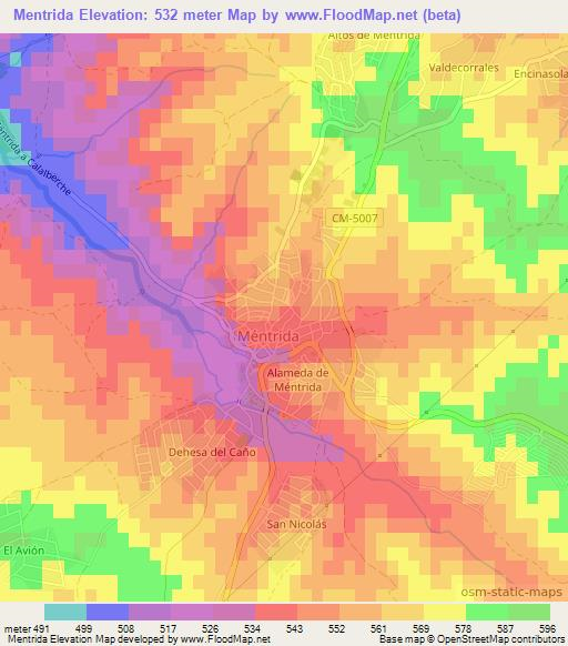 Mentrida,Spain Elevation Map