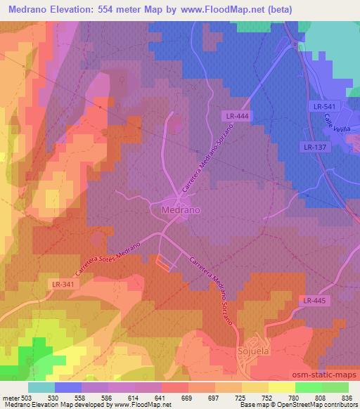 Medrano,Spain Elevation Map