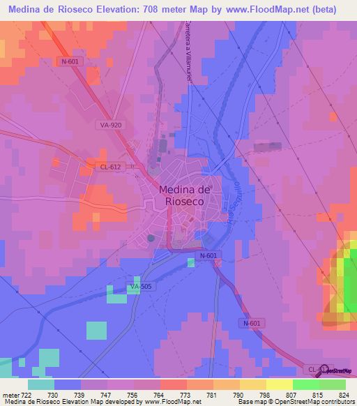 Medina de Rioseco,Spain Elevation Map