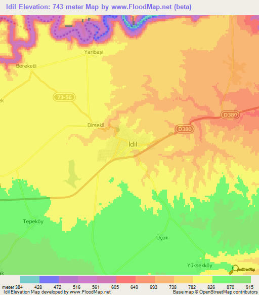 Idil,Turkey Elevation Map