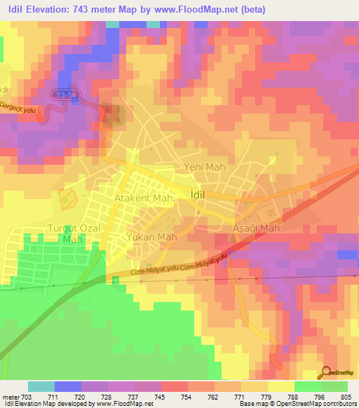 Idil,Turkey Elevation Map