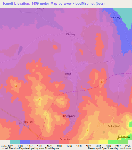 Icmeli,Turkey Elevation Map