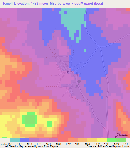 Icmeli,Turkey Elevation Map