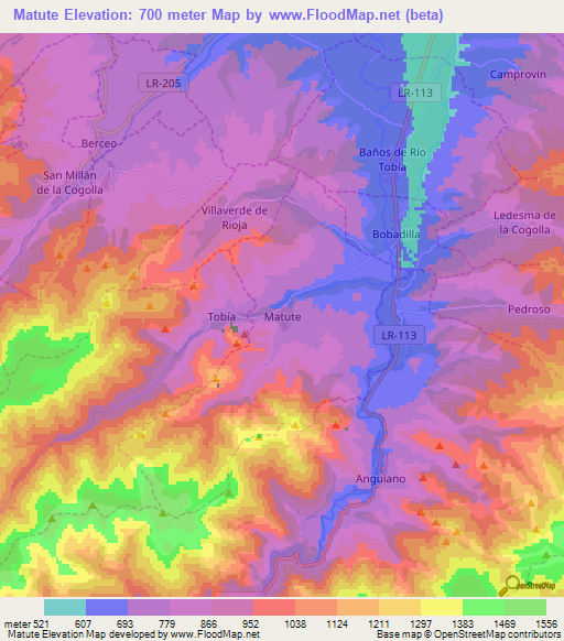 Matute,Spain Elevation Map