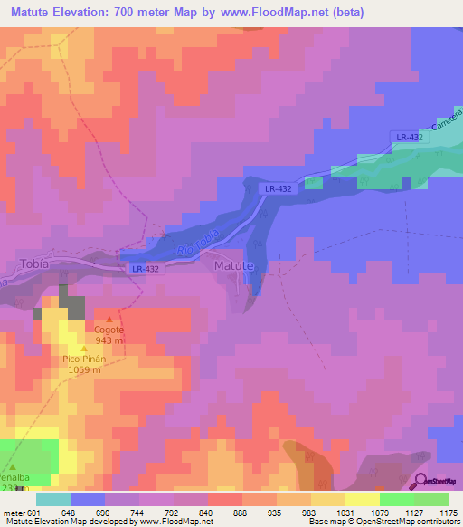 Matute,Spain Elevation Map