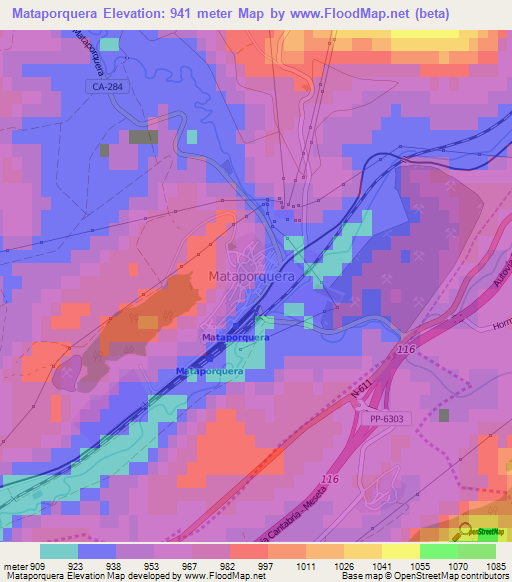 Mataporquera,Spain Elevation Map