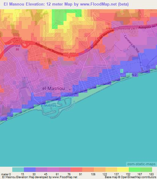 El Masnou,Spain Elevation Map