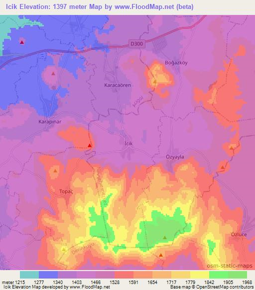 Icik,Turkey Elevation Map