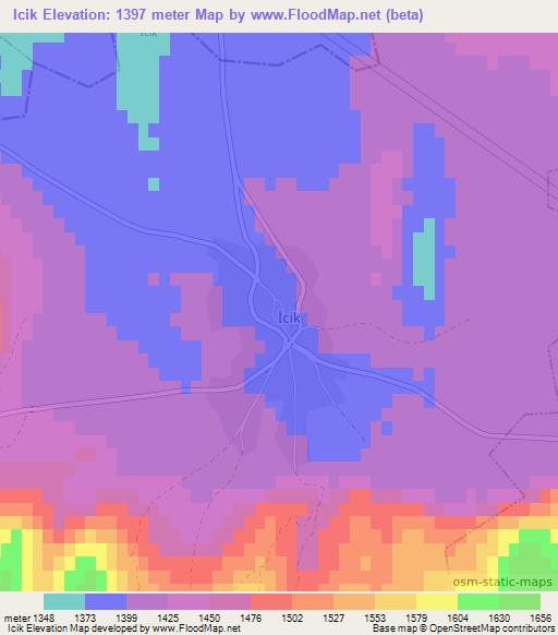 Icik,Turkey Elevation Map