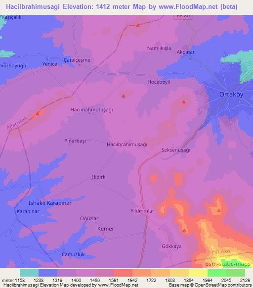Haciibrahimusagi,Turkey Elevation Map