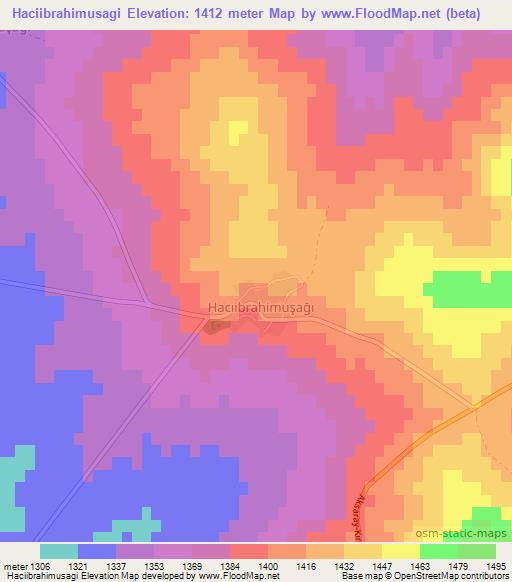 Haciibrahimusagi,Turkey Elevation Map