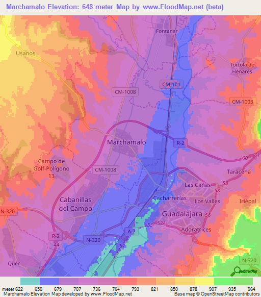 Marchamalo,Spain Elevation Map