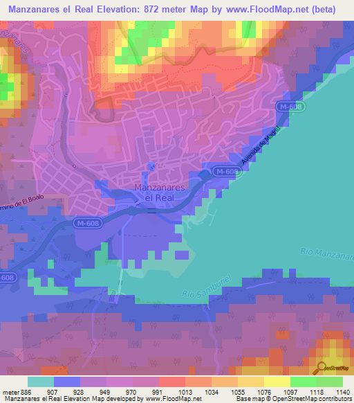 Manzanares el Real,Spain Elevation Map
