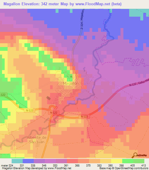 Magallon,Spain Elevation Map