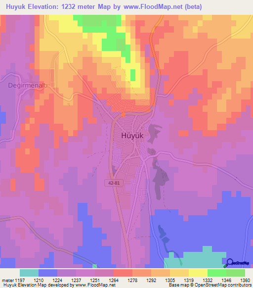 Huyuk,Turkey Elevation Map