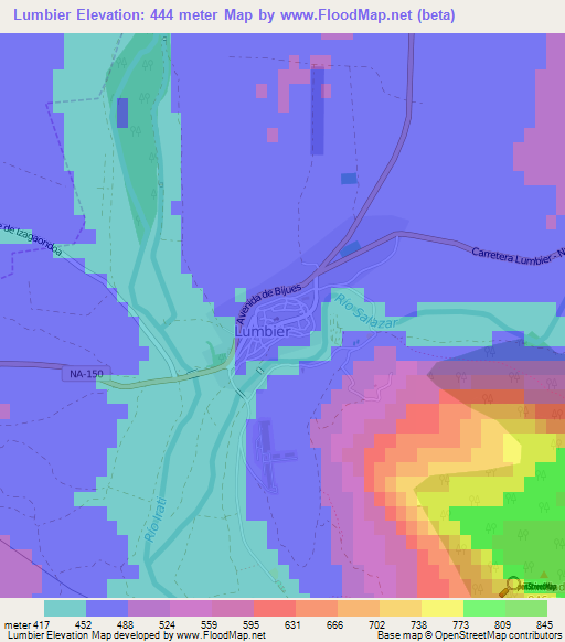 Lumbier,Spain Elevation Map