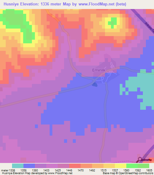 Husniye,Turkey Elevation Map