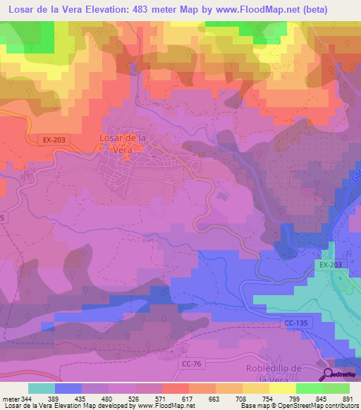 Losar de la Vera,Spain Elevation Map