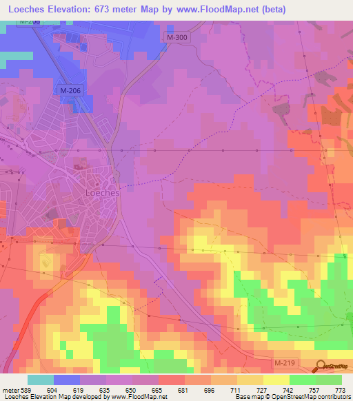 Loeches,Spain Elevation Map