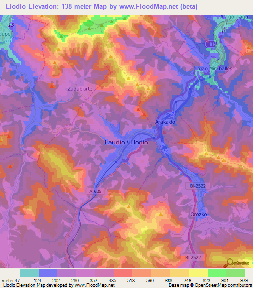 Llodio,Spain Elevation Map