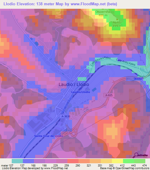 Llodio,Spain Elevation Map