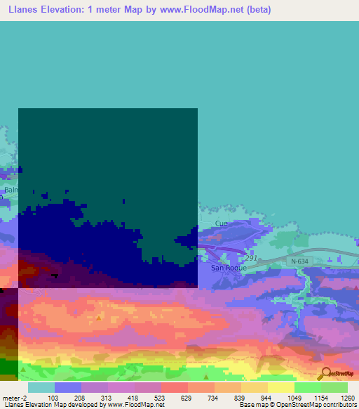 Llanes,Spain Elevation Map