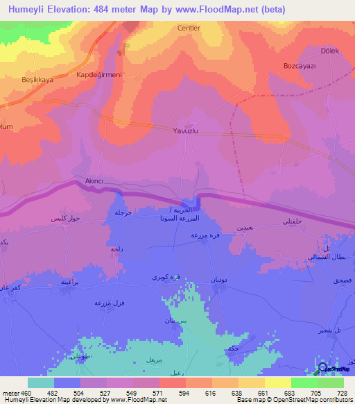 Humeyli,Turkey Elevation Map