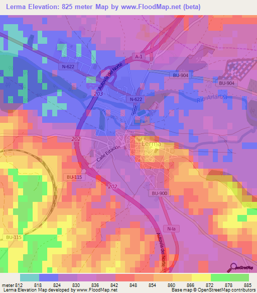 Lerma,Spain Elevation Map