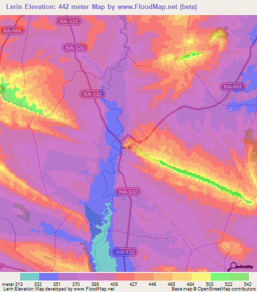 Lerin,Spain Elevation Map