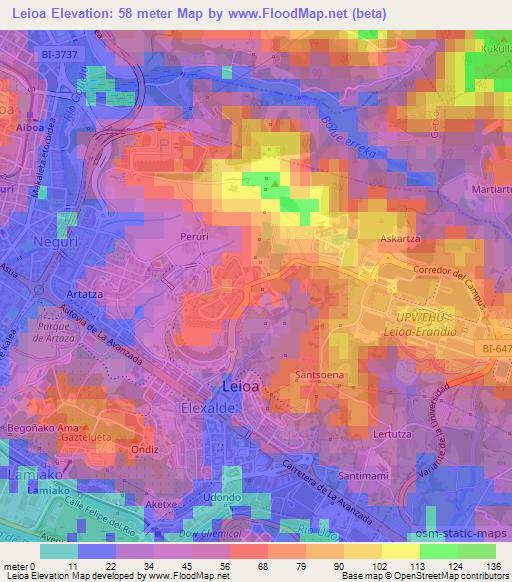 Leioa,Spain Elevation Map