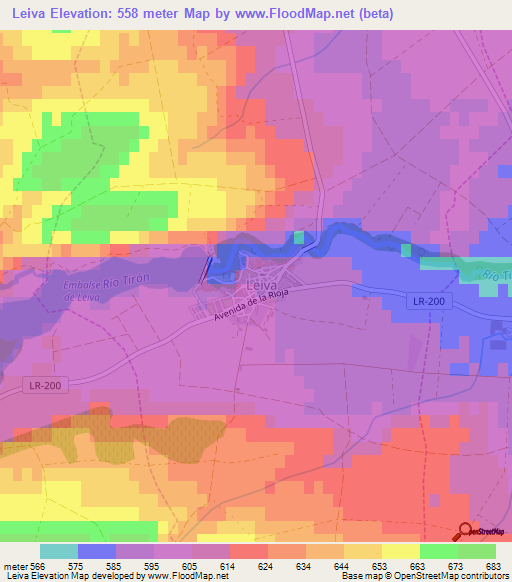 Leiva,Spain Elevation Map