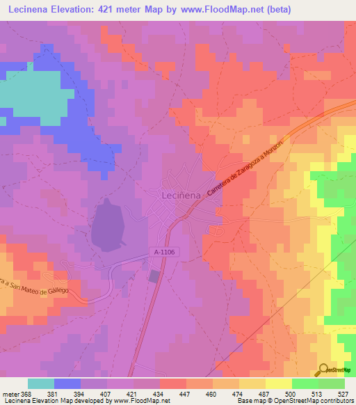 Lecinena,Spain Elevation Map