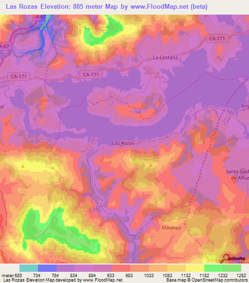 Las Rozas,Spain Elevation Map