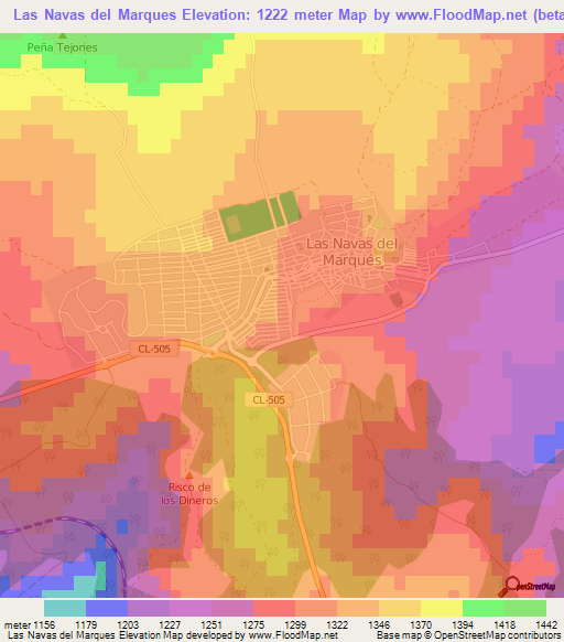 Las Navas del Marques,Spain Elevation Map