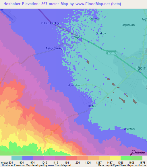 Hoshaber,Turkey Elevation Map