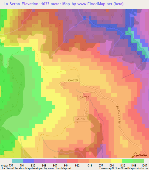 La Serna,Spain Elevation Map