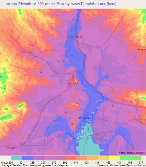 Larraga,Spain Elevation Map