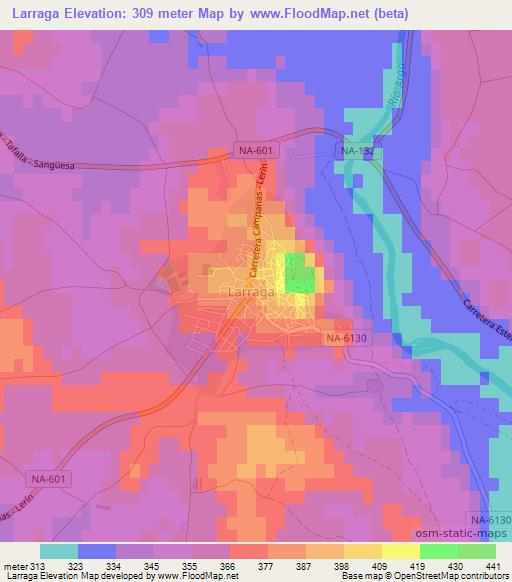 Larraga,Spain Elevation Map