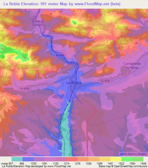 La Robla,Spain Elevation Map