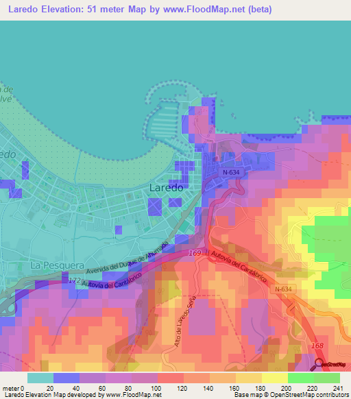 Laredo,Spain Elevation Map