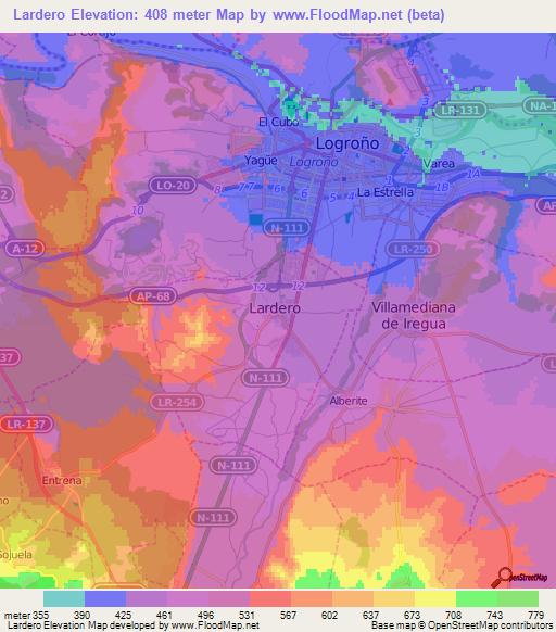 Lardero,Spain Elevation Map