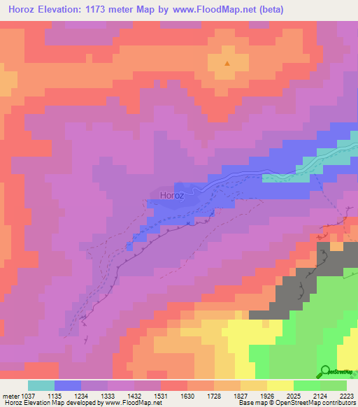 Horoz,Turkey Elevation Map