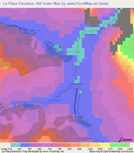 La Plaza,Spain Elevation Map