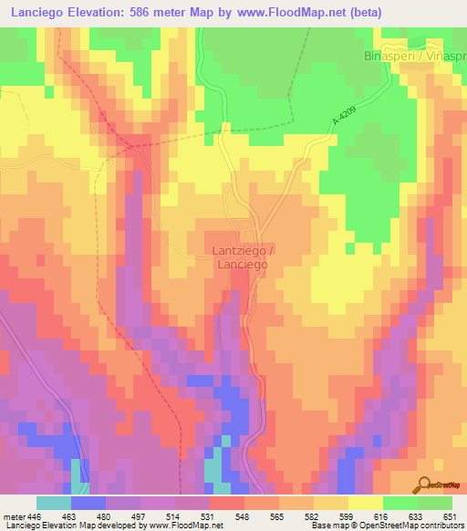 Lanciego,Spain Elevation Map