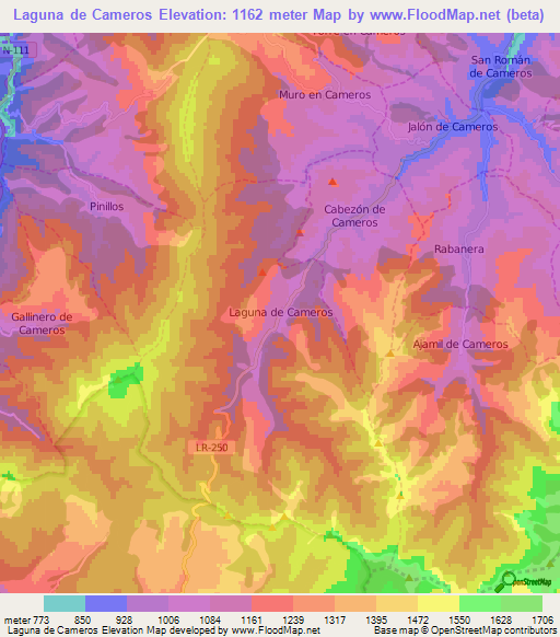 Laguna de Cameros,Spain Elevation Map