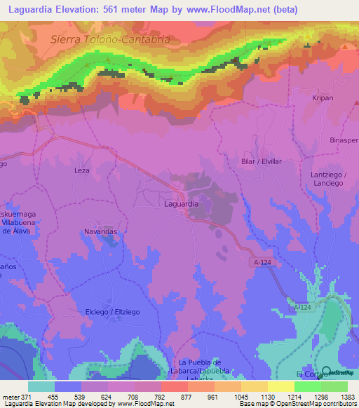 Laguardia,Spain Elevation Map
