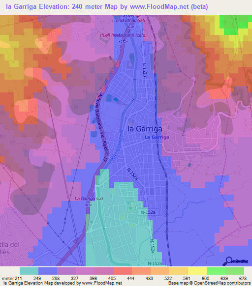 la Garriga,Spain Elevation Map