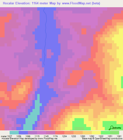 Hocalar,Turkey Elevation Map