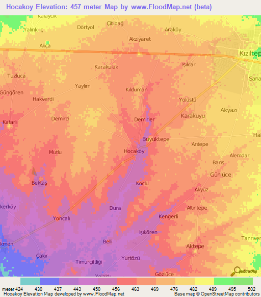 Hocakoy,Turkey Elevation Map